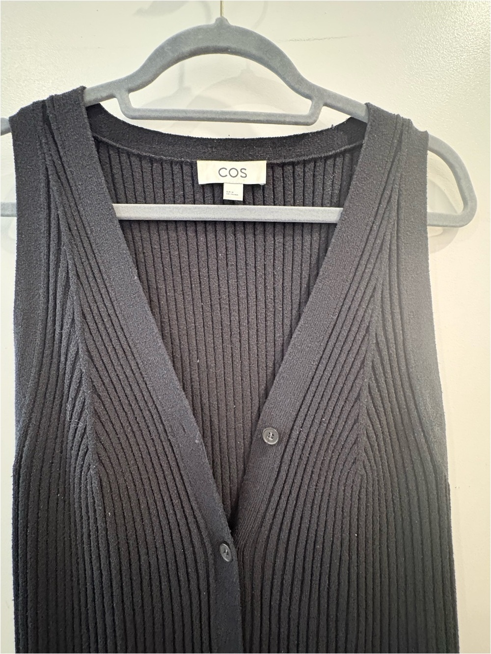 COS Black Ribbed Dress with Front Buttons - Picture 3 of 8